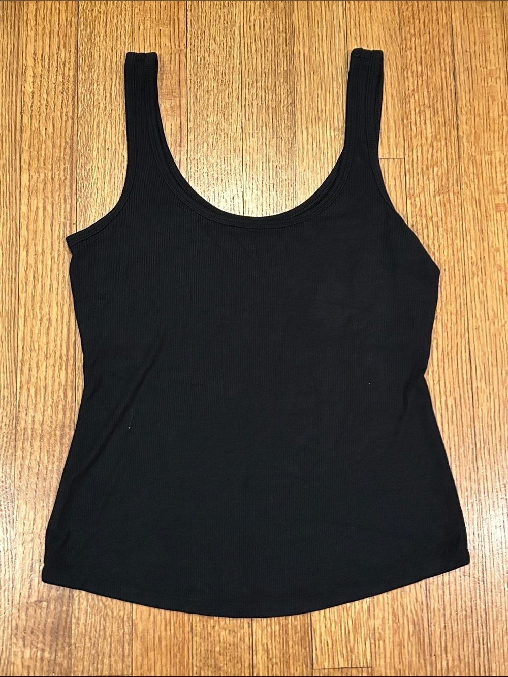 Soma Black Ribbed Scoop Tank Top with Shelf Bra Size Small